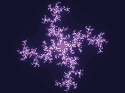 A fourth-power Julia set with violet and pink branching detail.